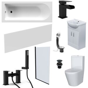 Nes Home Suite 600mm Basin Vanity Unit, Bath, Toilet and Shower Screen Nes Home Suite 600mm Basin Vanity Unit, Bath, Toilet and Shower Screen