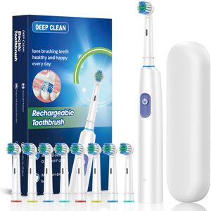 Unbranded (White + 8 brush heads + storage box) New Rotating Round Head Electric Toothbrus Unbranded (White + 8 brush heads + storage box) New Rotating Round Head Electric Toothbrus