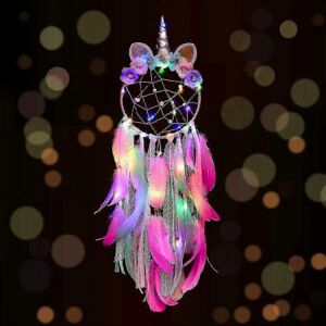 Kikidex (As show, One size) Unicorn Dream Catcher With Colorful Led Light For Girls Boys Kikidex (As show, One size) Unicorn Dream Catcher With Colorful Led Light For Girls Boys