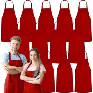Kikidex (As show, One size) 12 Pack Bib Apron - Unisex Red Aprons, Machine Washable Apro Kikidex (As show, One size) 12 Pack Bib Apron - Unisex Red Aprons, Machine Washable Apro