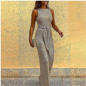 Kikidex (As show, One size) European And American Round Neck Sleeveless Personality Sequ Kikidex (As show, One size) European And American Round Neck Sleeveless Personality Sequ