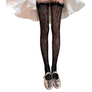 Unbranded (Black, One size) Ruffle Lace Trim Fishnet Thigh High Stockings for Women Japane Unbranded (Black, One size) Ruffle Lace Trim Fishnet Thigh High Stockings for Women Japane