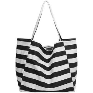 Unbranded (Blue, One size) Women Striped Canvas Shoulder Shopping Bags Reusable Casual Out Unbranded (Blue, One size) Women Striped Canvas Shoulder Shopping Bags Reusable Casual Out