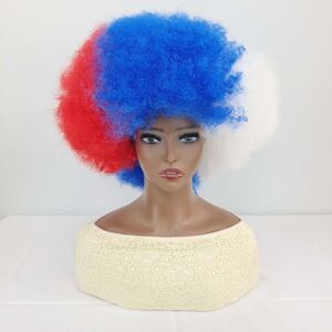 Unbranded (Red Blue White) Fluffy Colorful Fashionable Explosive Shaped Women Wig For Perf Unbranded (Red Blue White) Fluffy Colorful Fashionable Explosive Shaped Women Wig For Perf