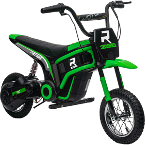 HOMCOM 24V Kids Electric Motorbike with Twist Grip Throttle, Music, Horn - Green HOMCOM 24V Kids Electric Motorbike with Twist Grip Throttle, Music, Horn - Green