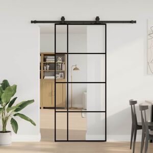 vidaXL Sliding Door with Hardware Set Black 90x205 cm ESG Glass vidaXL Sliding Door with Hardware Set Black 90x205 cm ESG Glass
