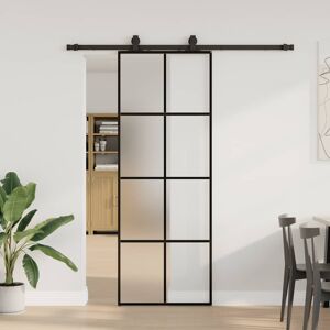 vidaXL Sliding Door with Hardware Set Black 76x205 cm ESG Glass vidaXL Sliding Door with Hardware Set Black 76x205 cm ESG Glass