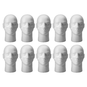 Unbranded 10-Pack White Foam Manikin Heads for Wigs and Hats, Unisex, 55cm Circ, 30cm Tall Unbranded 10-Pack White Foam Manikin Heads for Wigs and Hats, Unisex, 55cm Circ, 30cm Tall