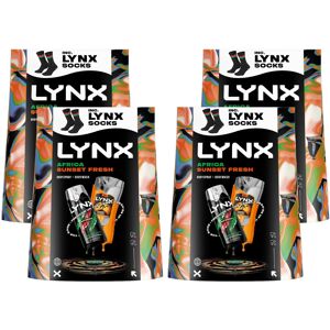 (Buy 4) Lynx Africa Spray & Sunset Wash Gift Set with Socks, 48H Fresh Scent Car (Buy 4) Lynx Africa Spray & Sunset Wash Gift Set with Socks, 48H Fresh Scent Car