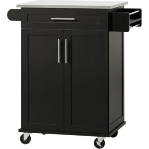 SoBuy Black Kitchen Storage Cart with Stainless Steel Top SoBuy Black Kitchen Storage Cart with Stainless Steel Top