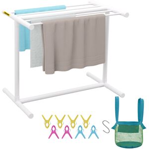 VEVOR Pool Towel Rack, 5 Bar, White, Freestanding Outdoor PVC T-Shape Poolside S VEVOR Pool Towel Rack, 5 Bar, White, Freestanding Outdoor PVC T-Shape Poolside S