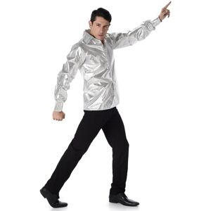 Rubies Men's silver shiny disco shirt Rubies Men's silver shiny disco shirt
