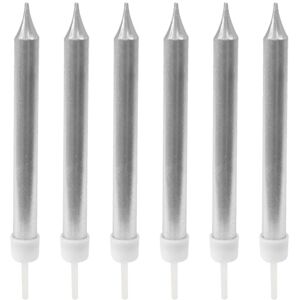 Rubies 10 Metallic Silver Birthday Candles 7cm Rubies 10 Metallic Silver Birthday Candles 7cm