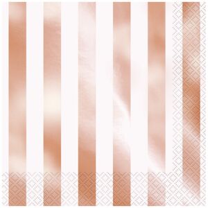 Rubies 16 Rose Gold Striped Paper Napkins 33 x 33 cm Rubies 16 Rose Gold Striped Paper Napkins 33 x 33 cm