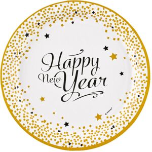 Rubies 8 Happy New Year gold paper plates 23 cm Rubies 8 Happy New Year gold paper plates 23 cm