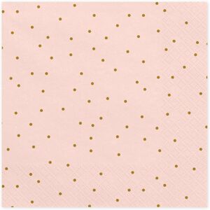 Rubies 20 Pale Pink Paper Napkins with Gold Polka Dots 33 x 33 cm Rubies 20 Pale Pink Paper Napkins with Gold Polka Dots 33 x 33 cm