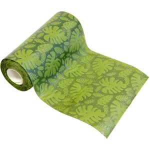 Rubies Green tropical leaf relief non-woven table runner 15 cm x 5 m Rubies Green tropical leaf relief non-woven table runner 15 cm x 5 m