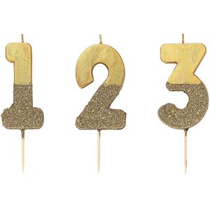 Rubies (8) Gold glitter number candle on stick 13.8 cm Rubies (8) Gold glitter number candle on stick 13.8 cm