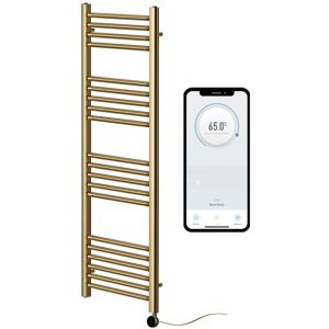 Greened House (300mm W x 1200mm H) Brushed Brass Electric Smart WiFi Controlled Heated Towel R Greened House (300mm W x 1200mm H) Brushed Brass Electric Smart WiFi Controlled Heated Towel R