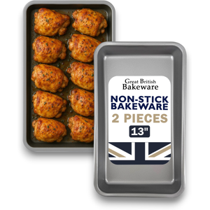 Samuel Groves 2 Pack Non-Stick Baking Roasting Tray 34.2cm Samuel Groves 2 Pack Non-Stick Baking Roasting Tray 34.2cm