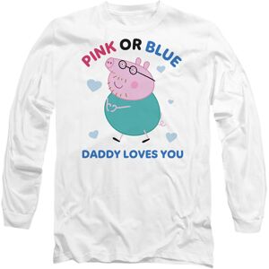 (S, White) Peppa Pig Unisex Adult Pink Or Blue Daddy Loves You Long-Sleeved T-Sh (S, White) Peppa Pig Unisex Adult Pink Or Blue Daddy Loves You Long-Sleeved T-Sh