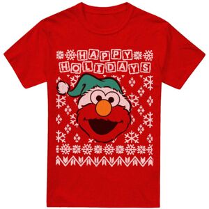 (M, Red) Sesame Street Unisex Adult Ugly Elmo Christmas T-Shirt (M, Red) Sesame Street Unisex Adult Ugly Elmo Christmas T-Shirt