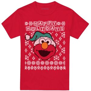 (XL, Red) Sesame Street Unisex Adult Ugly Elmo Christmas T-Shirt (XL, Red) Sesame Street Unisex Adult Ugly Elmo Christmas T-Shirt