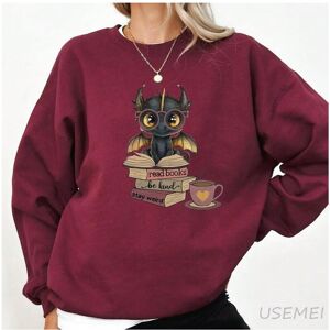 Gaatpot (Maroon, M) Fourth Wing Dragon Printed Sweatshirt Women Fantasy Book Lov Gaatpot (Maroon, M) Fourth Wing Dragon Printed Sweatshirt Women Fantasy Book Lov