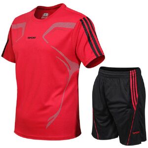 Unbranded (Red, L) Men Running Sport Set Short Sleeveshorts 2pcs Breathable Jogging Fitnes Unbranded (Red, L) Men Running Sport Set Short Sleeveshorts 2pcs Breathable Jogging Fitnes