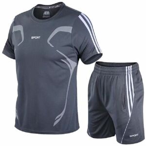 Unbranded (Gray, XL) Men Running Sport Set Short Sleeveshorts 2pcs Breathable Jogging Fitn Unbranded (Gray, XL) Men Running Sport Set Short Sleeveshorts 2pcs Breathable Jogging Fitn