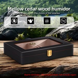Unbranded 10-18 Cigar Capacity Cedar Wood Humidor with Glass Top and Hygrometer for Men Unbranded 10-18 Cigar Capacity Cedar Wood Humidor with Glass Top and Hygrometer for Men