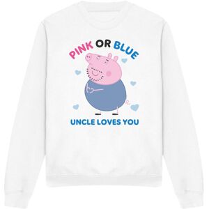 (M, White) Peppa Pig Unisex Adult Pink Or Blue Uncle Pig Loves You Sweatshirt (M, White) Peppa Pig Unisex Adult Pink Or Blue Uncle Pig Loves You Sweatshirt
