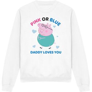 (L, White) Peppa Pig Unisex Adult Pink Or Blue Daddy Pig Loves You Sweatshirt (L, White) Peppa Pig Unisex Adult Pink Or Blue Daddy Pig Loves You Sweatshirt