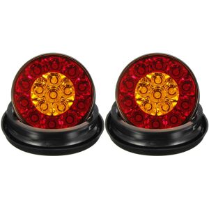 GreenZech (Red&Yellow, 12V) 2Pcs 12V 24V Round Tail Lights 16 LED Caravan For Boat Truck T GreenZech (Red&Yellow, 12V) 2Pcs 12V 24V Round Tail Lights 16 LED Caravan For Boat Truck T