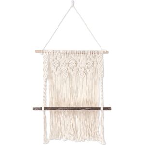 GreenZech Macrame Plant Hanger Platform Basket Bohemian Hand Woven Tapestry Wood Pot Shelf GreenZech Macrame Plant Hanger Platform Basket Bohemian Hand Woven Tapestry Wood Pot Shelf