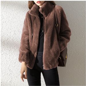 Unbranded (Brown, M) Winter Coat Women Double Sided Plush Stand Collar Warm Clothing Cardi Unbranded (Brown, M) Winter Coat Women Double Sided Plush Stand Collar Warm Clothing Cardi