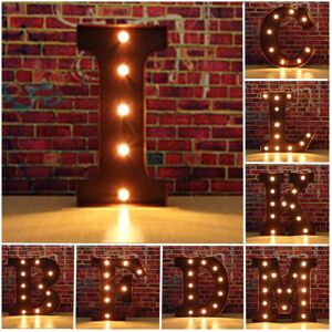 GreenZech (L) Vintage Metal LED Light DIY Letter A to M Sign Carnival Wall Marquee Decorat GreenZech (L) Vintage Metal LED Light DIY Letter A to M Sign Carnival Wall Marquee Decorat