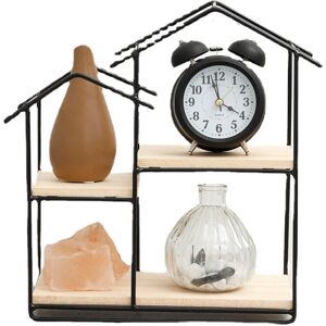 GreenZech (Black) Wooden Metal Floating Shelf Wall Mounted Storage Display Rack House Home GreenZech (Black) Wooden Metal Floating Shelf Wall Mounted Storage Display Rack House Home