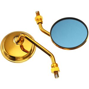 GreenZech (Gold) Pair Aluminum Motorcycle Rearview Side Mirrors With M10 Screw Blue Anti-g GreenZech (Gold) Pair Aluminum Motorcycle Rearview Side Mirrors With M10 Screw Blue Anti-g