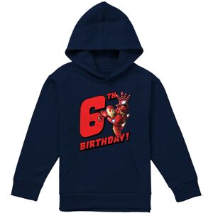 (9-11 Years, Navy) Marvel Childrens/Kids Iron Man 6th Birthday Hoodie (9-11 Years, Navy) Marvel Childrens/Kids Iron Man 6th Birthday Hoodie