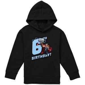 (7-8 Years, Black) Marvel Childrens/Kids Thor 6th Birthday Hoodie (7-8 Years, Black) Marvel Childrens/Kids Thor 6th Birthday Hoodie