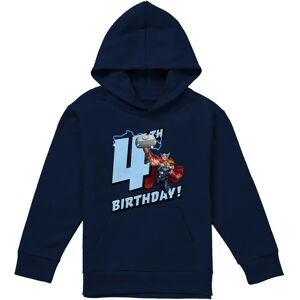 (7-8 Years, Navy) Marvel Childrens/Kids Thor 4th Birthday Hoodie (7-8 Years, Navy) Marvel Childrens/Kids Thor 4th Birthday Hoodie