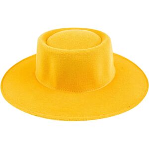 Unbranded (Yellow) Hat Formal Britishstyle Wide Brim Flat Top Solid Winter Color Frenchins Unbranded (Yellow) Hat Formal Britishstyle Wide Brim Flat Top Solid Winter Color Frenchins