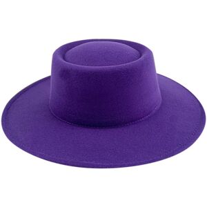 Unbranded (Dark Purple) Hat Formal Britishstyle Wide Brim Flat Top Solid Winter Color Fren Unbranded (Dark Purple) Hat Formal Britishstyle Wide Brim Flat Top Solid Winter Color Fren