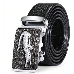 Gaatpot (Top layer cowhide silver buckle, 125cm) Men's leather belt, alligator automatic Gaatpot (Top layer cowhide silver buckle, 125cm) Men's leather belt, alligator automatic