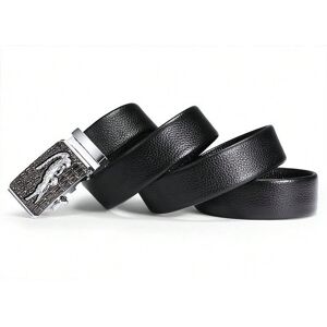 Gaatpot (Double-layer cowhide silver buckle, 125cm) Men's leather belt, alligator automa Gaatpot (Double-layer cowhide silver buckle, 125cm) Men's leather belt, alligator automa