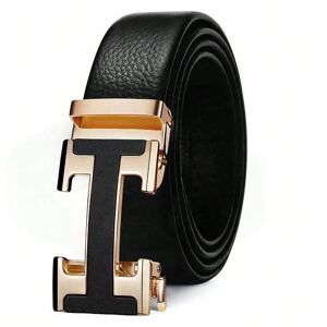 Gaatpot (I-shaped buckle gold, 110cm) Men's PU automatic buckle belt with letter buckle Gaatpot (I-shaped buckle gold, 110cm) Men's PU automatic buckle belt with letter buckle