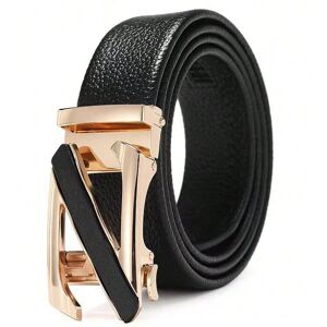Gaatpot (Z-shaped buckle gold, 110cm) Men's PU automatic buckle belt with letter buckle Gaatpot (Z-shaped buckle gold, 110cm) Men's PU automatic buckle belt with letter buckle