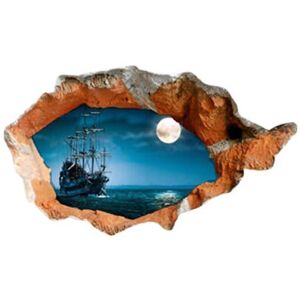 GreenZech 3D Night Boat Wall Decals Wall Hole Wall Art Stickers 38 Inch Removable Home Dec GreenZech 3D Night Boat Wall Decals Wall Hole Wall Art Stickers 38 Inch Removable Home Dec