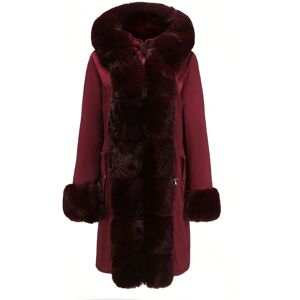 Gaatpot (Claret, XXL) Winter cotton coat for women with detachable fur collar, mid-lengt Gaatpot (Claret, XXL) Winter cotton coat for women with detachable fur collar, mid-lengt